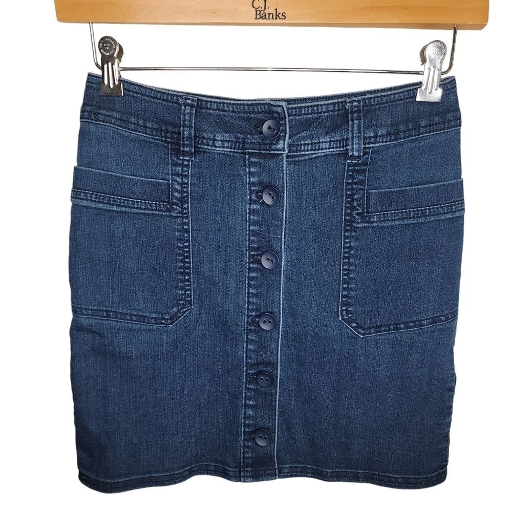 Prana button front denim jean skirt size 0